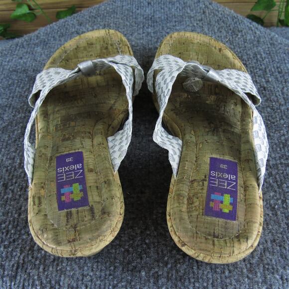 Zee Alexis Women's Flip Flop Silver Synthetic Sz 39 Medium Used 2025 - Picture 4 of 6